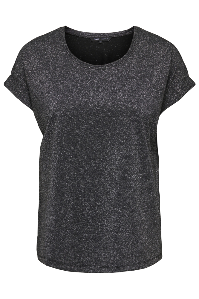 ONLMOSTER GLITTER S/S TOP NOOS JRS 15356991 BLACK/SILVER LUR